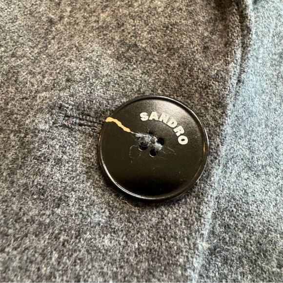 New Sandro France Palma Jacket Tailored Cut Wool Blend‎ Gray size 10 US - Picture 8 of 15